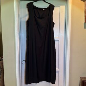 Une Piece black square neck linen midi dress with pockets NEW TAGS US womens 20